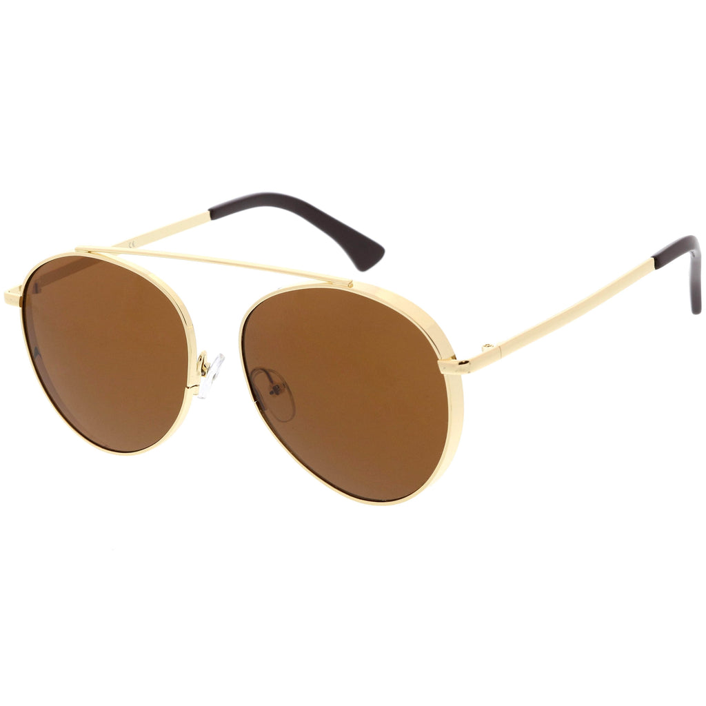 Oversize Retro Modern Round Top Bar Flat Lens Aviator Sunglasses C826