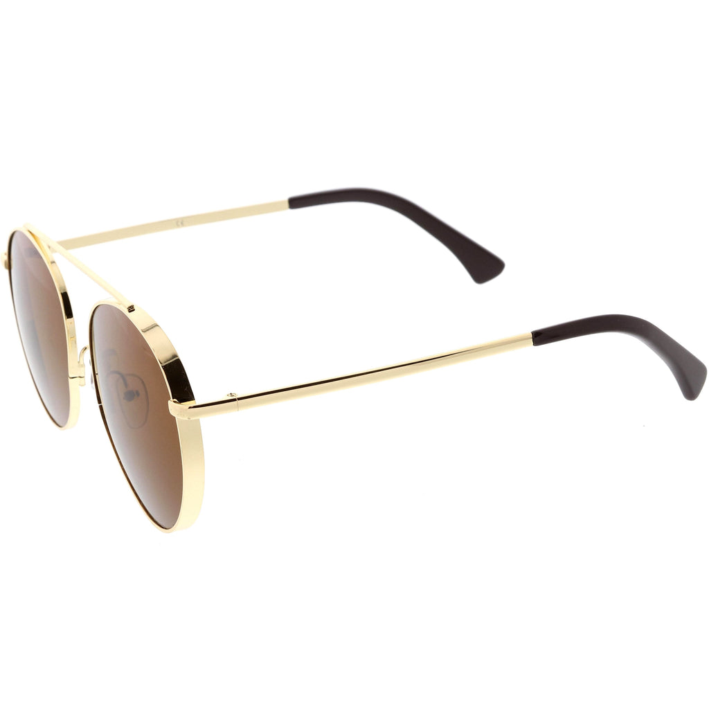 Oversize Retro Modern Round Top Bar Flat Lens Aviator Sunglasses C826