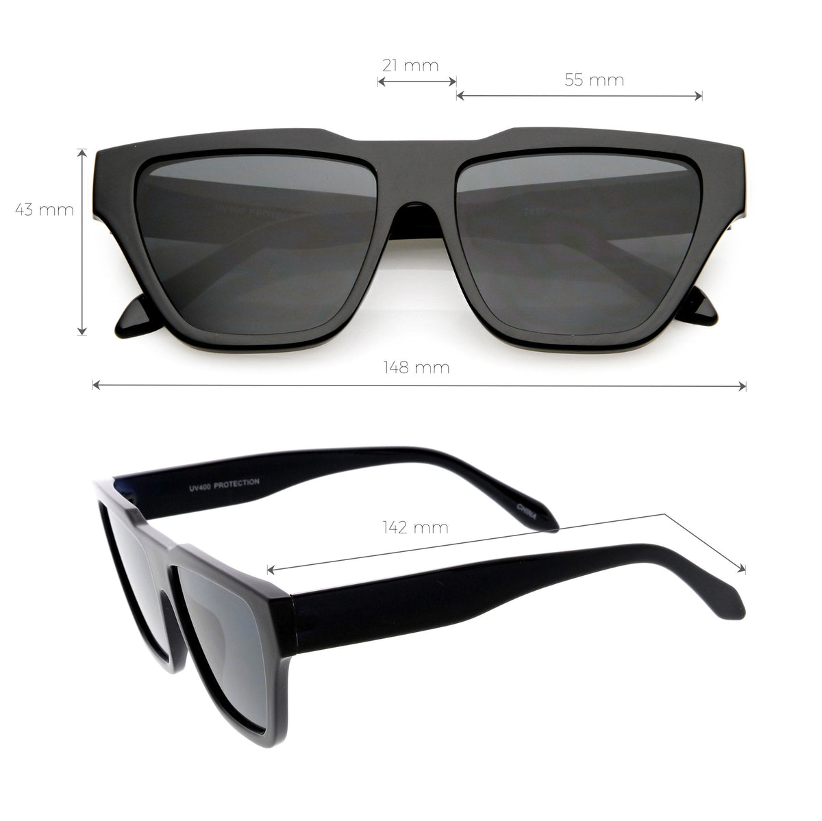 Retro Modern Horned Rim Flat Top Square Aviator Sunglasses C920