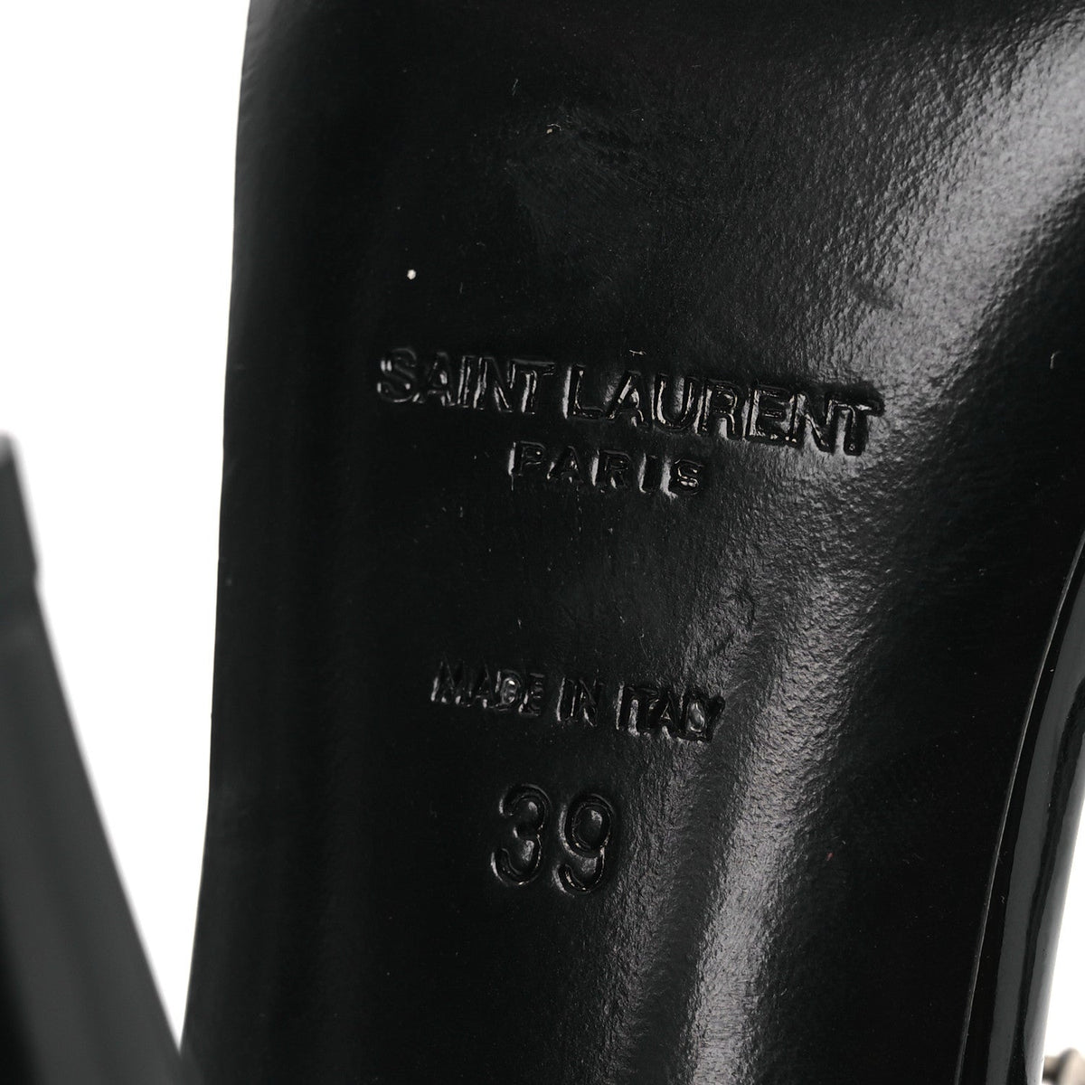 Patent Calfskin Fetish 105 Sandal 39 Black