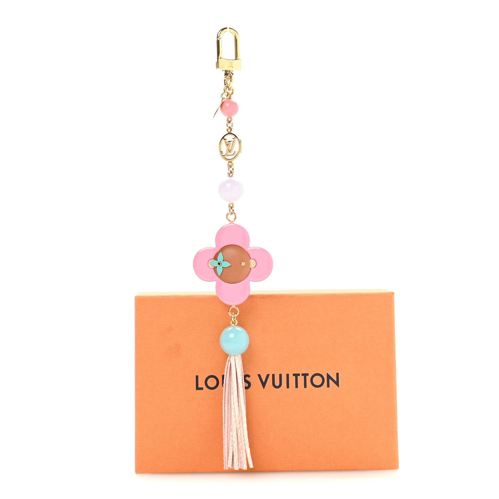 Resin Wood Vivienne Bag Charm Fuchsia Ecru White Caramel