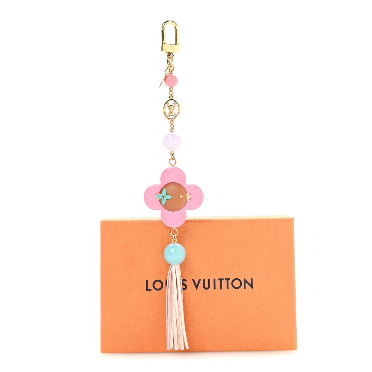 Resin Wood Vivienne Bag Charm Fuchsia Ecru White Caramel