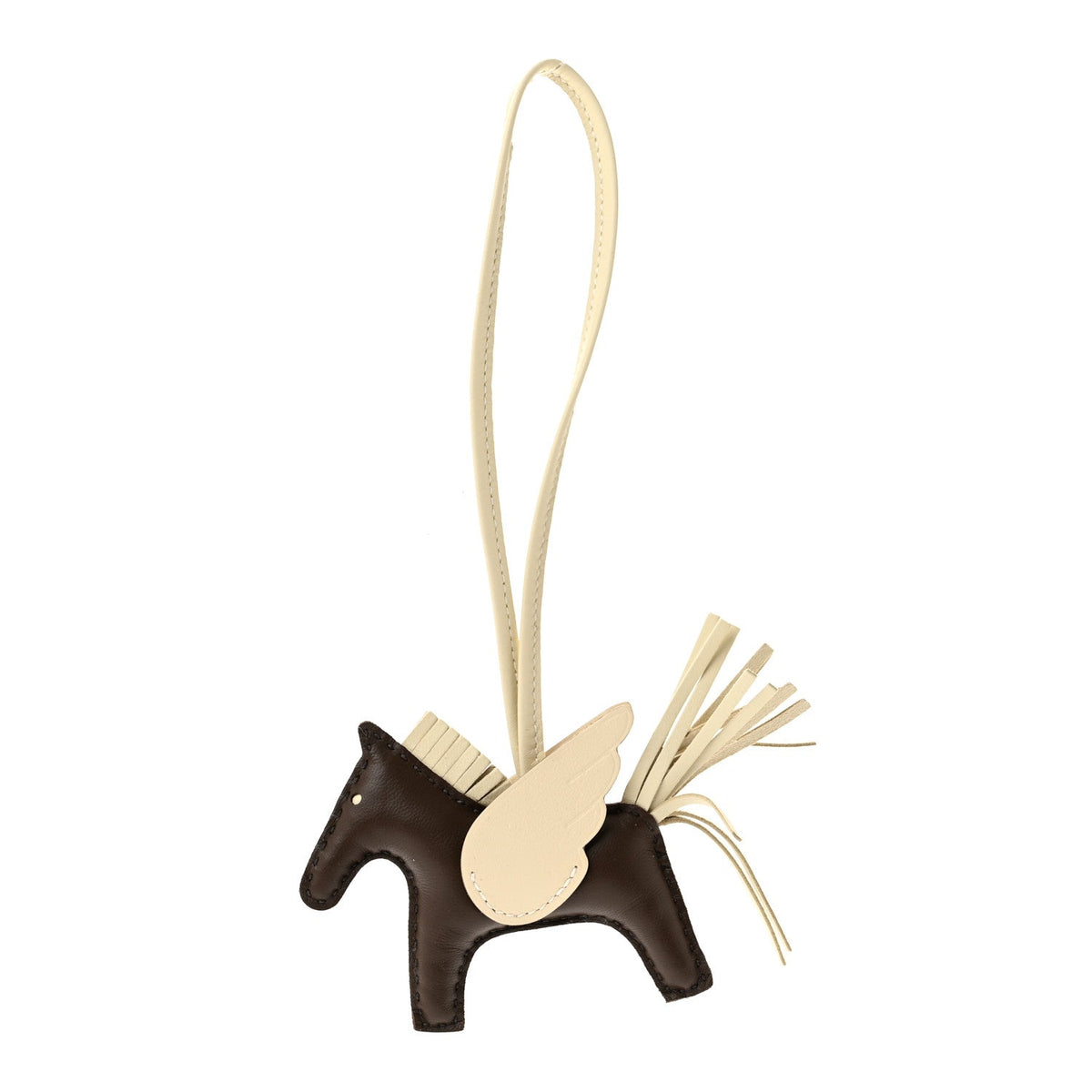 Milo Lambskin Grigri Rodeo Pegase Horse Bag Charm PM Chocolat Craie