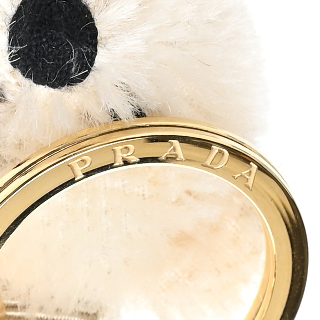 Mohair Teddy Bear Keychain Charm White