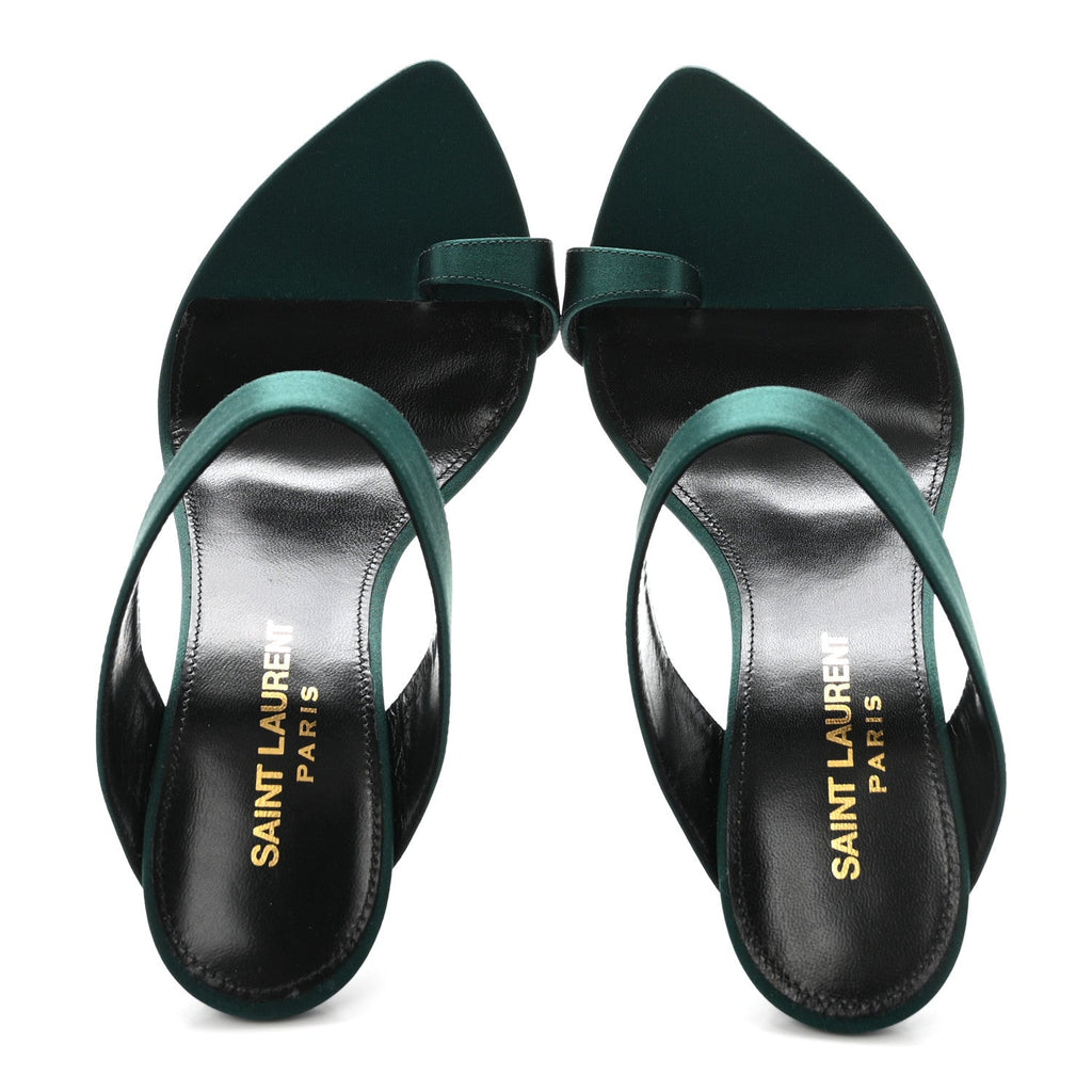 Crepe Satin Martha Mule 110 Sandals 35.5 Dorian Green