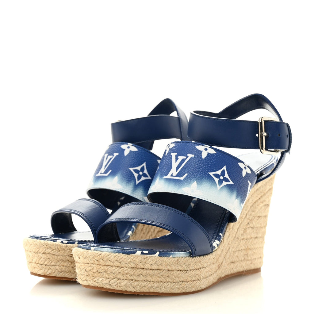 Monogram Escale Starboard Wedge Sandal 40 Blue