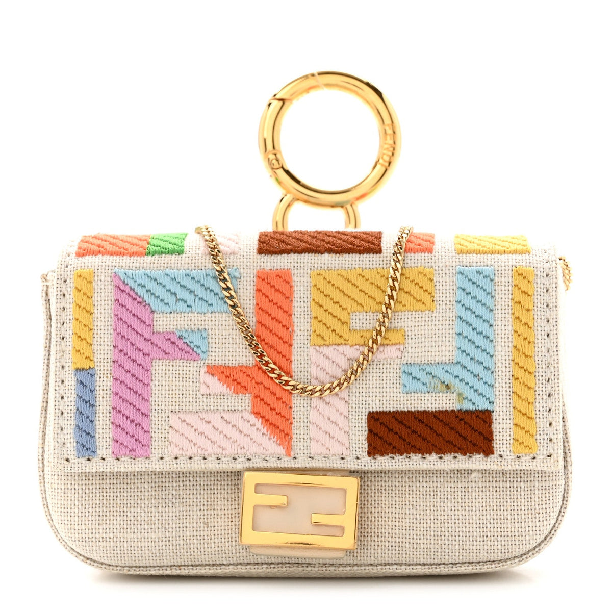 Kuban Canvas FF Embroidered Nano Baguette Charm Grezzo Multicolor