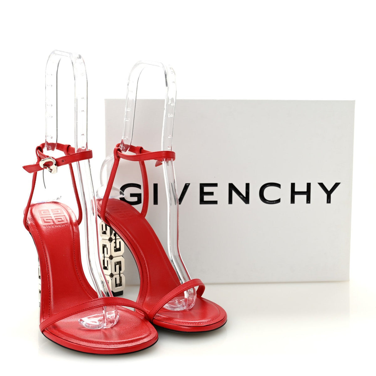Smooth Nappa G Cube 105mm Sandals 39 Red