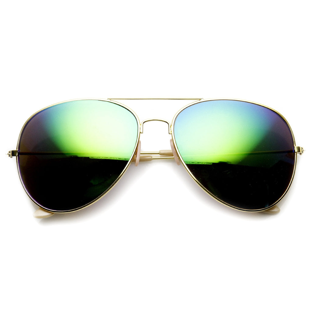 Large Full Metal Frame Aviator Flash Mirrorred Lenses 1491