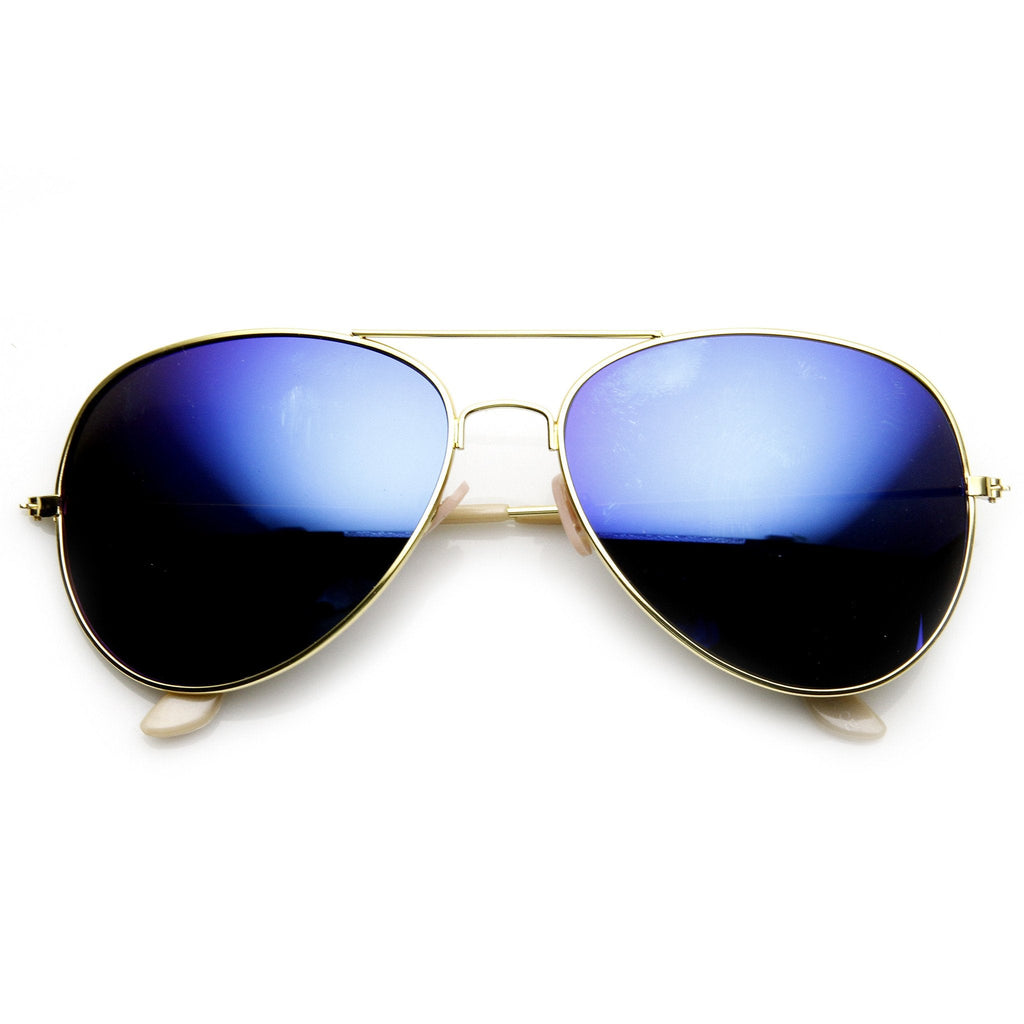Large Full Metal Frame Aviator Flash Mirrorred Lenses 1491