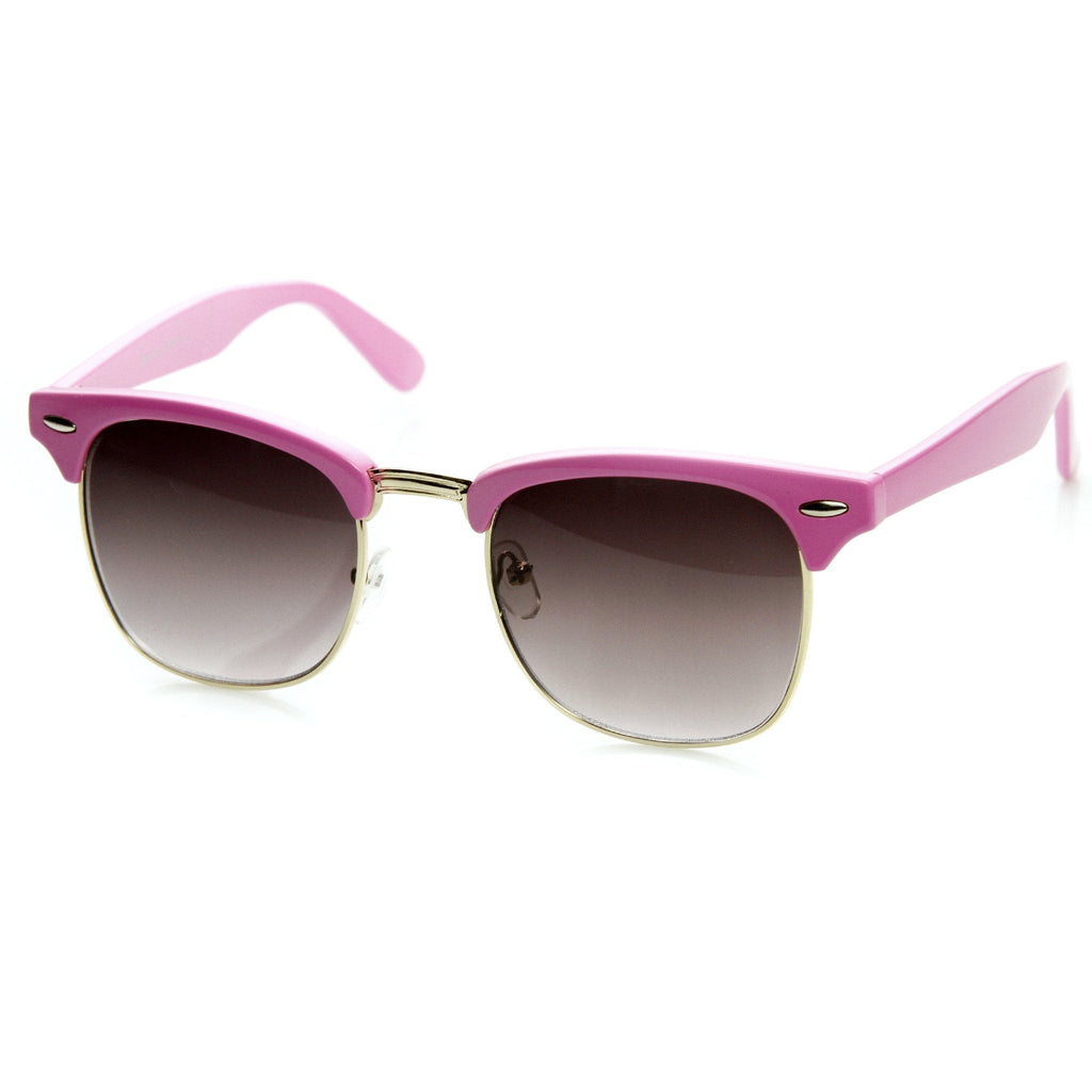 Retro Pastel Half Frame Horned Rim Sunglasses 9264
