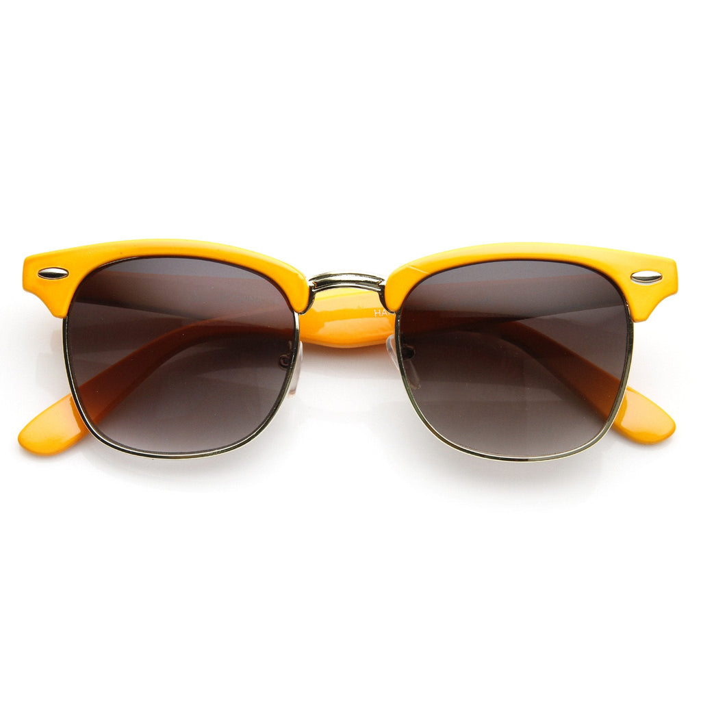 Retro Pastel Half Frame Horned Rim Sunglasses 9264
