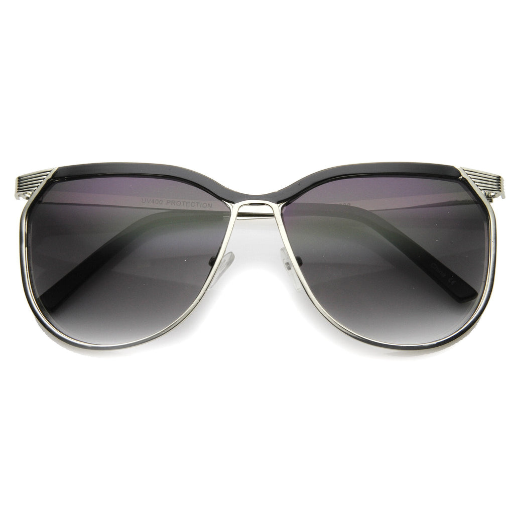 Modern Oversize Two Toned Thin Metal Aviator Sunglasses 9863