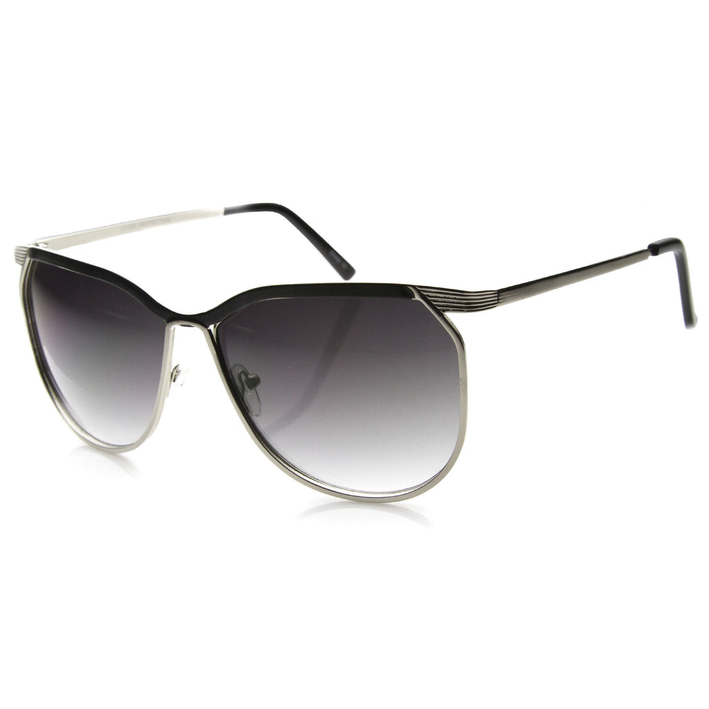 Modern Oversize Two Toned Thin Metal Aviator Sunglasses 9863