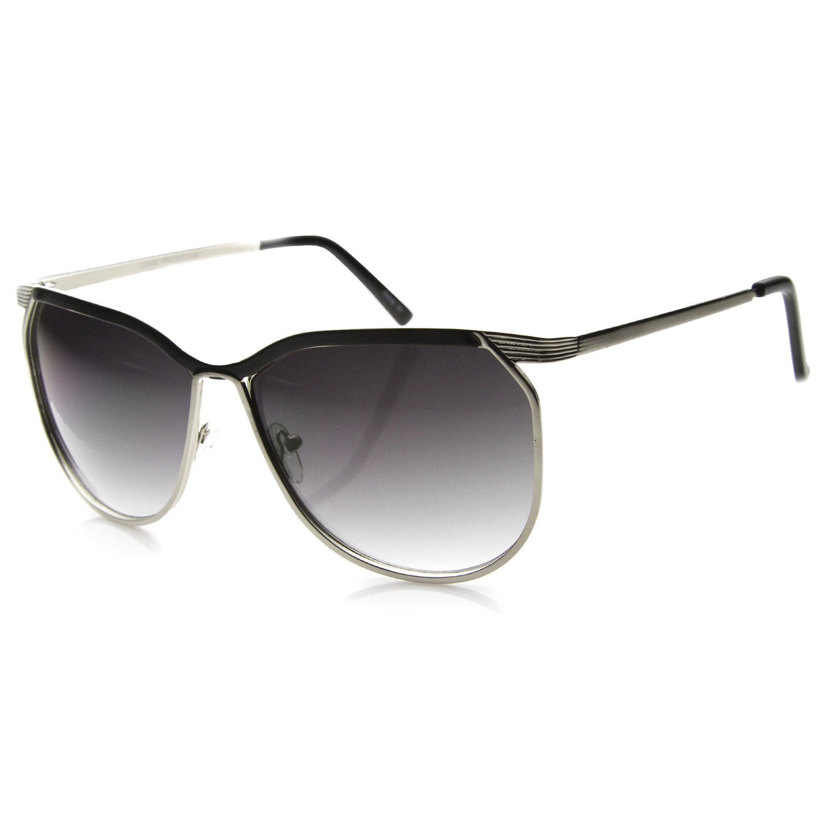 Modern Oversize Two Toned Thin Metal Aviator Sunglasses 9863