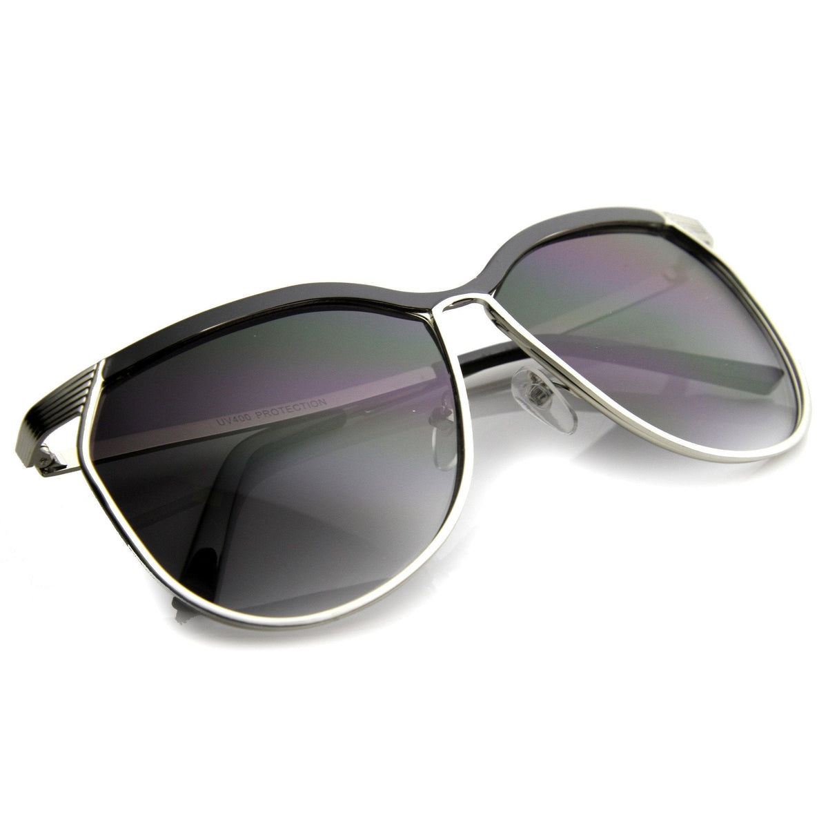 Modern Oversize Two Toned Thin Metal Aviator Sunglasses 9863