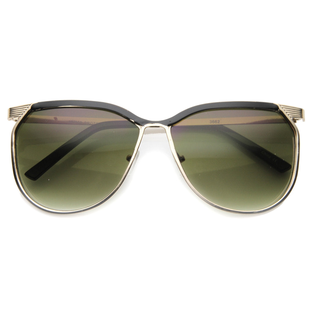 Modern Oversize Two Toned Thin Metal Aviator Sunglasses 9863