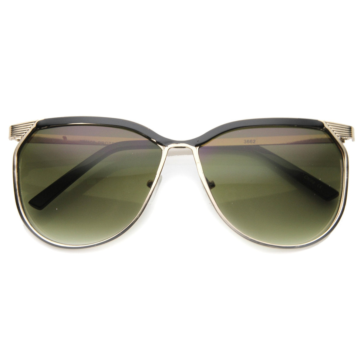 Modern Oversize Two Toned Thin Metal Aviator Sunglasses 9863