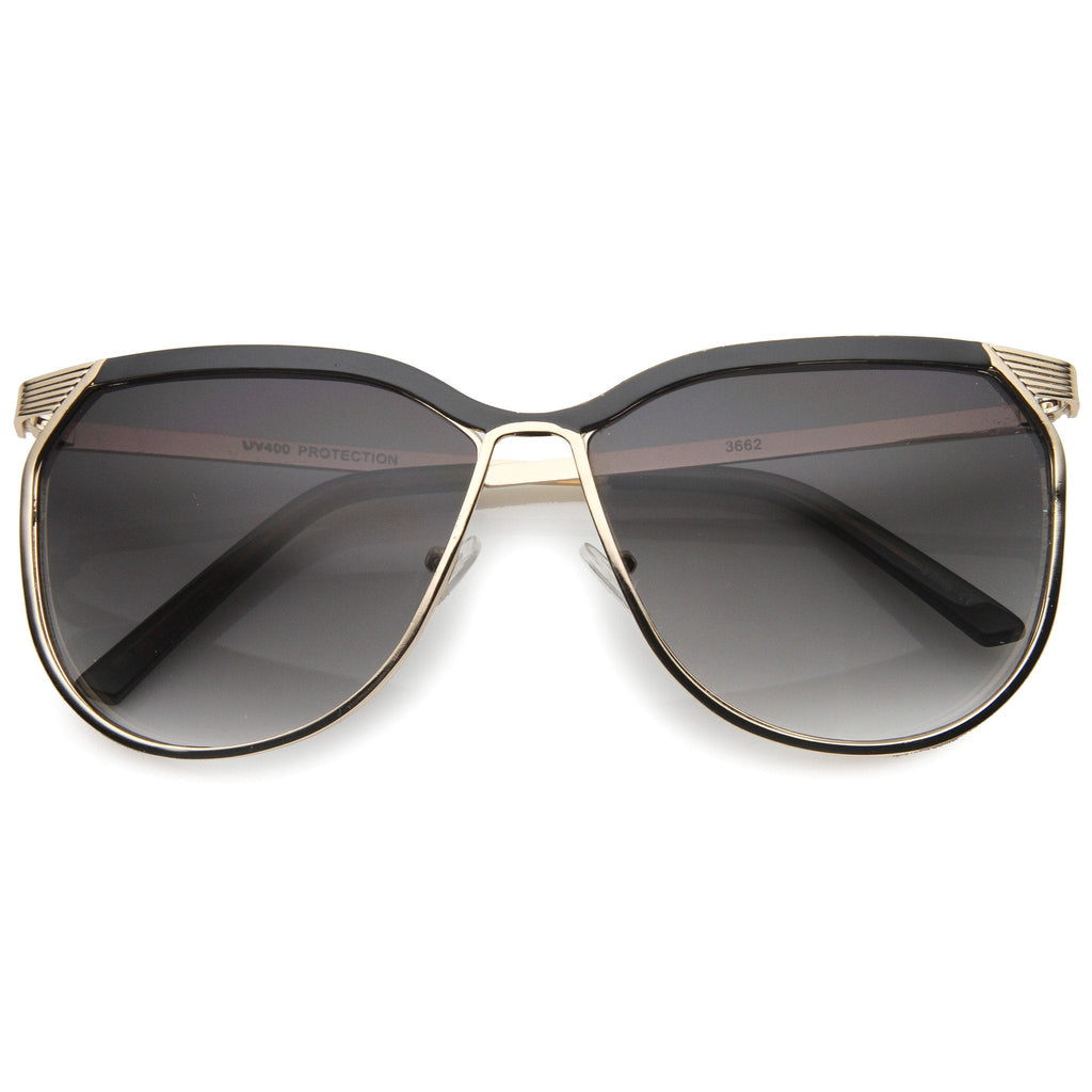 Modern Oversize Two Toned Thin Metal Aviator Sunglasses 9863