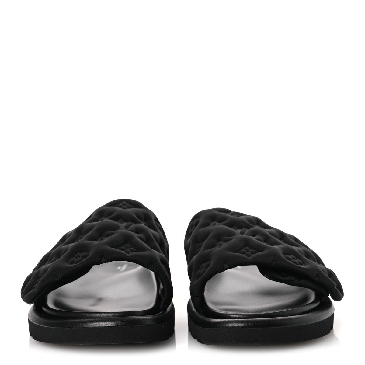 Technical Fabric Embossed Monogram Pool Pillow Comfort Mules 41 Black