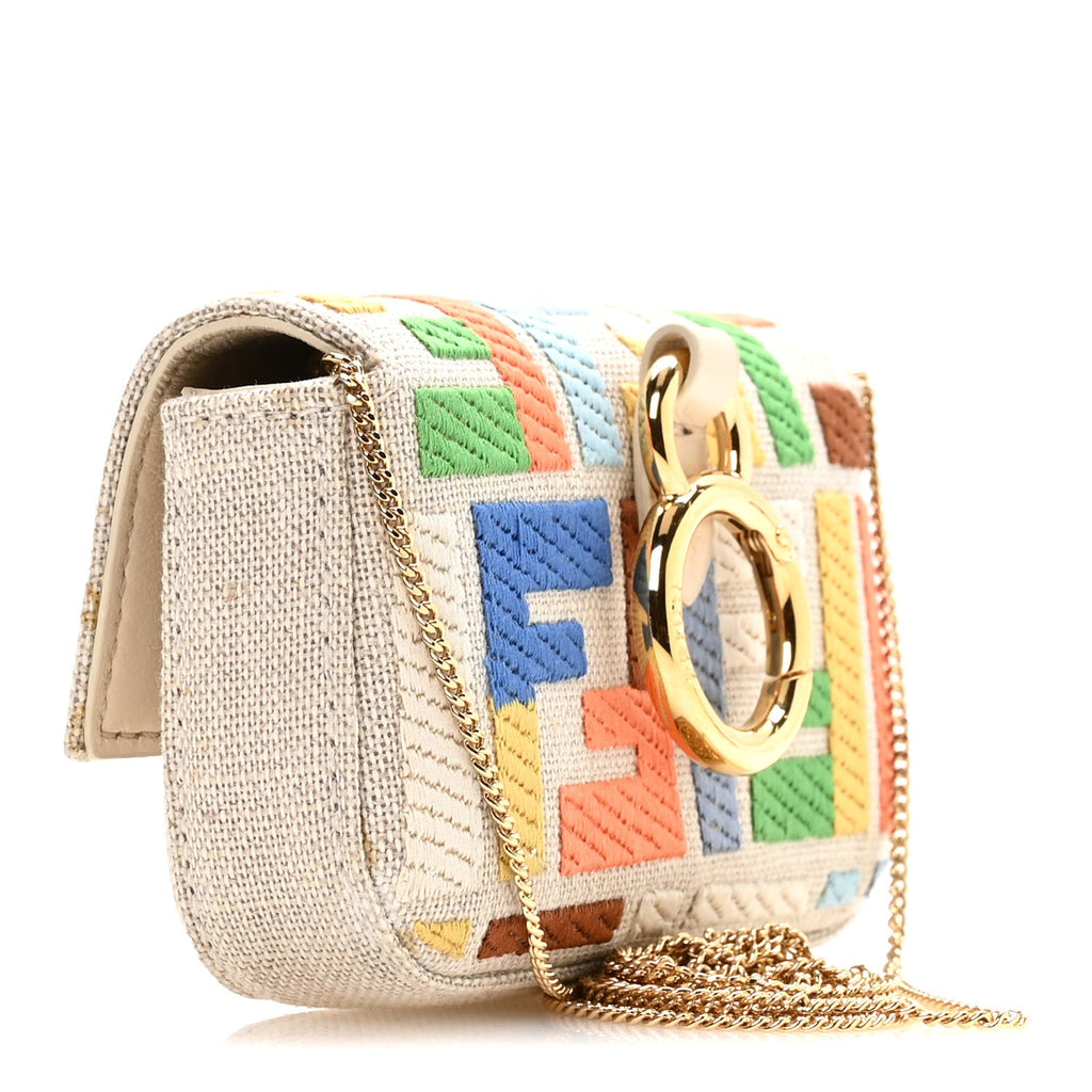 Kuban Canvas FF Embroidered Nano Baguette Charm Grezzo Multicolor