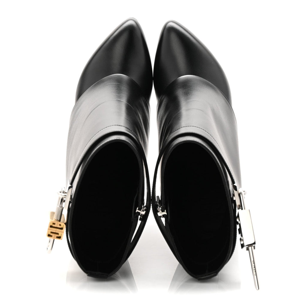 Calfskin Shark Lock Ankle Boots 40 Black