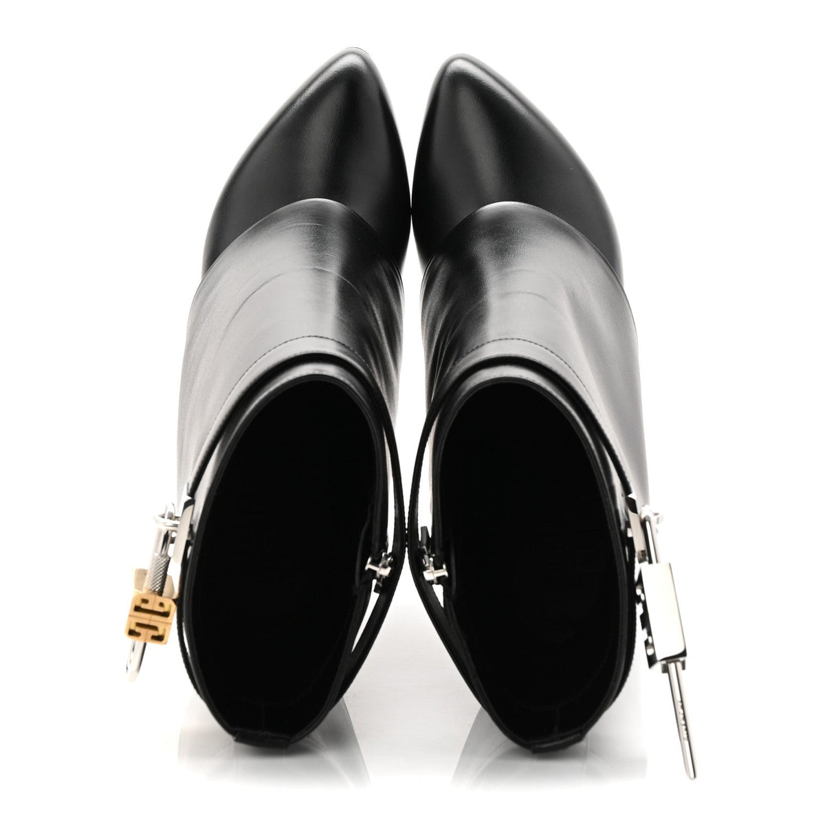 Calfskin Shark Lock Ankle Boots 40 Black