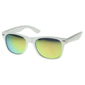Retro Horned Rime Sunglasses With Flash Mirror Lenses 8075