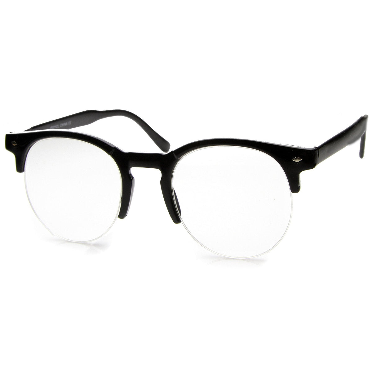 Indie Dapper Round Half Frame Clear Lens Glasses A061