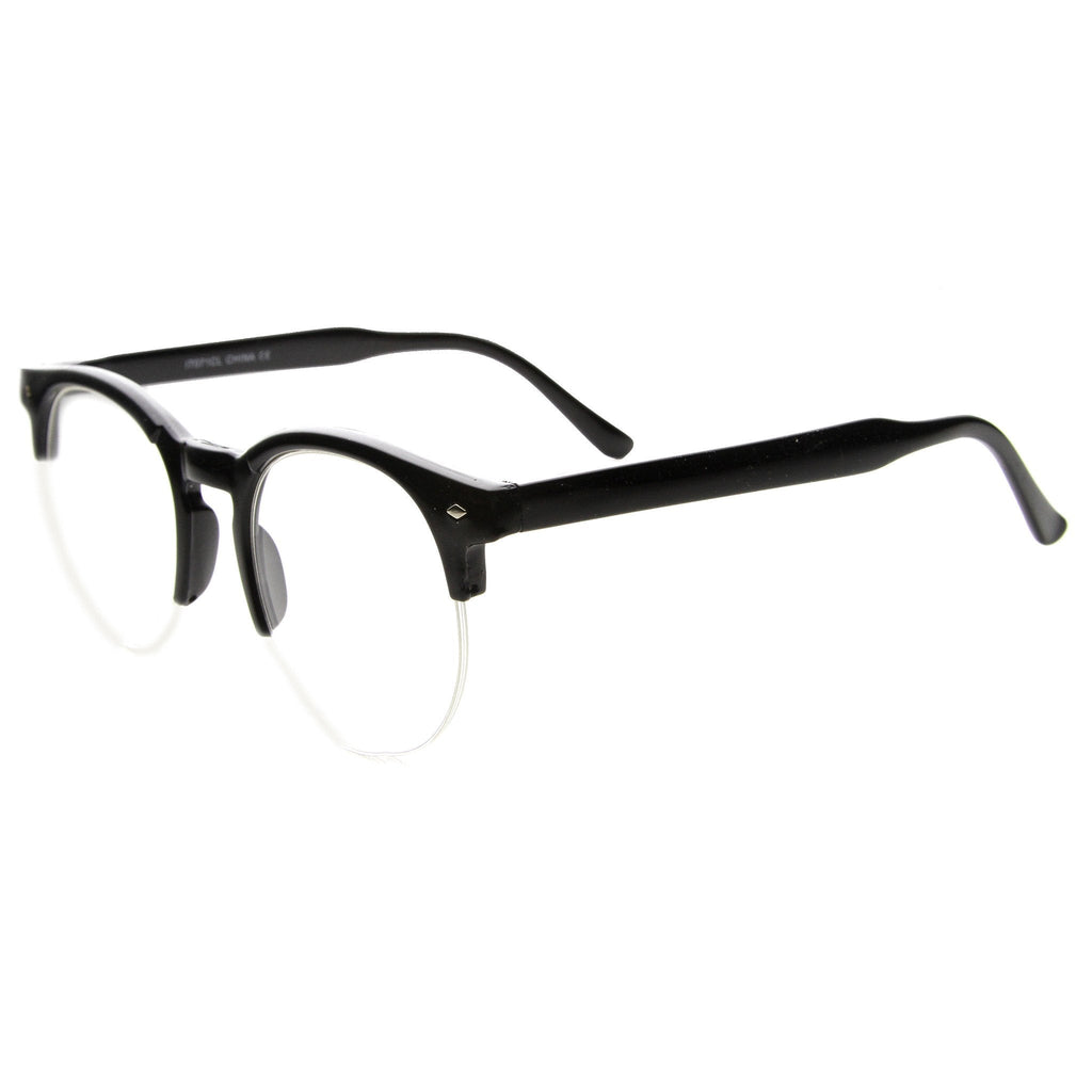 Indie Dapper Round Half Frame Clear Lens Glasses A061