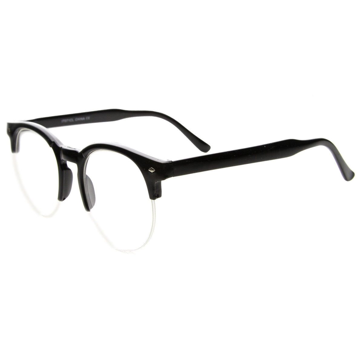 Indie Dapper Round Half Frame Clear Lens Glasses A061