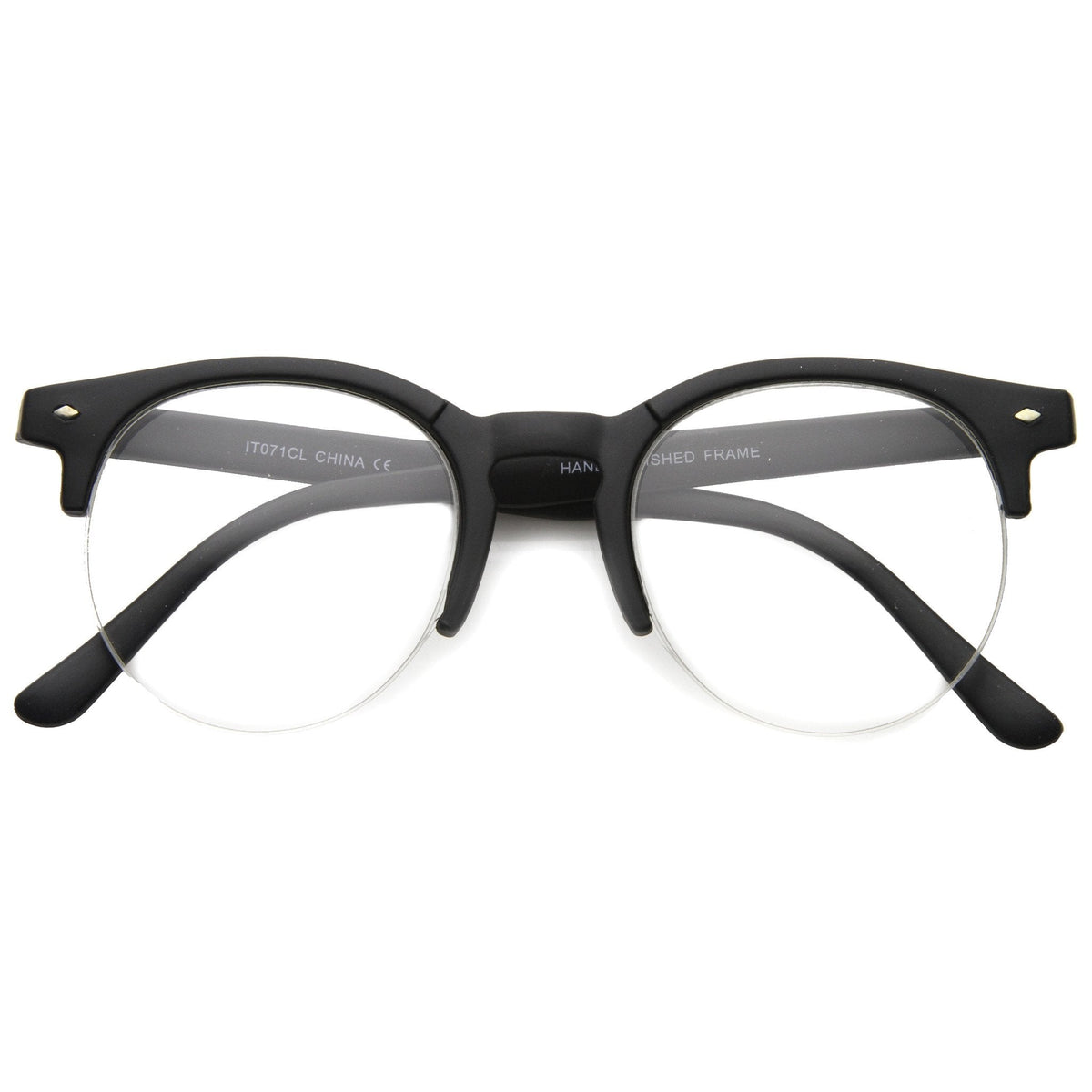 Indie Dapper Round Half Frame Clear Lens Glasses A061