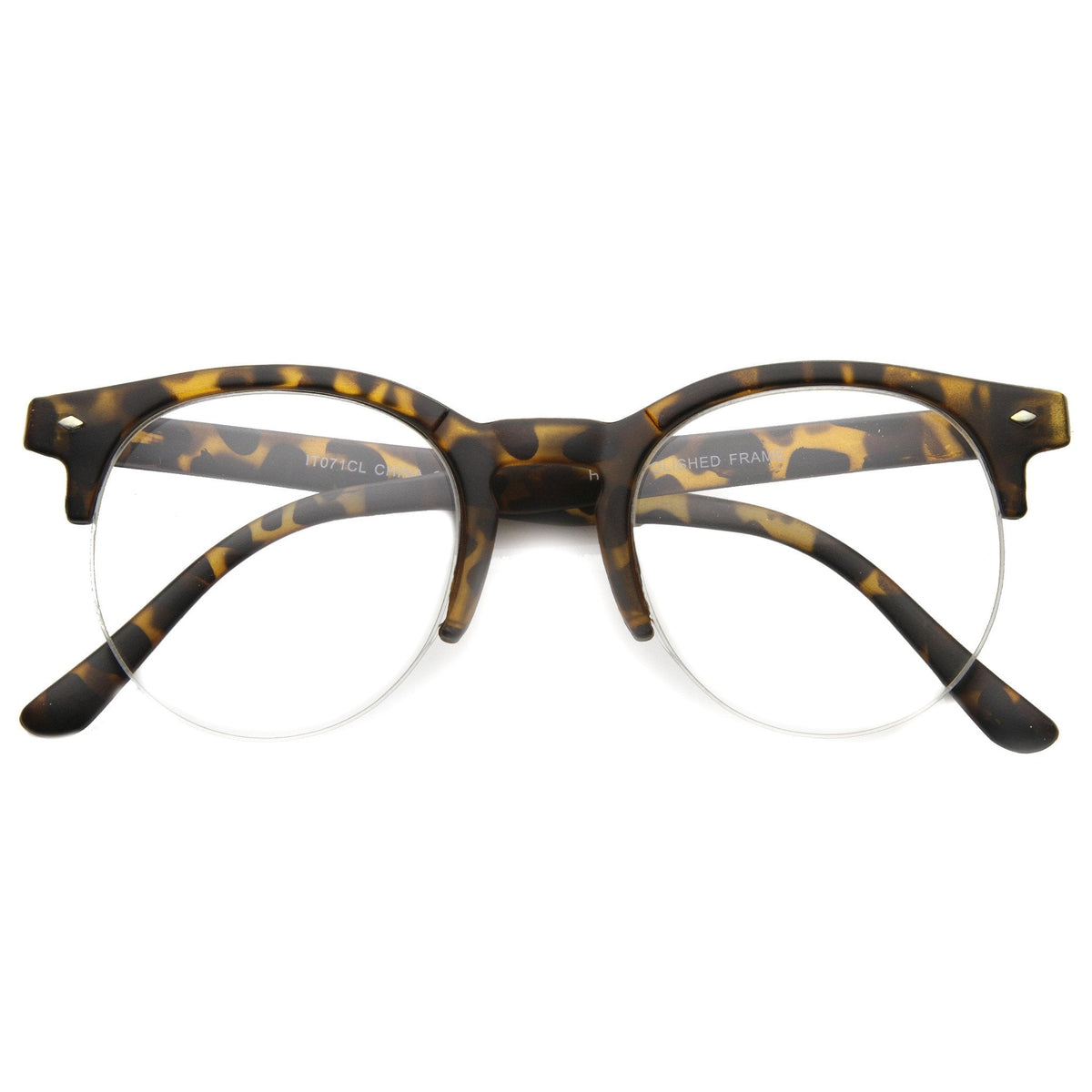 Indie Dapper Round Half Frame Clear Lens Glasses A061