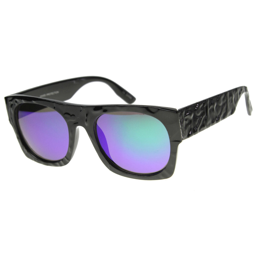 Unique Textured Square Flat Top Sunglasses 9866