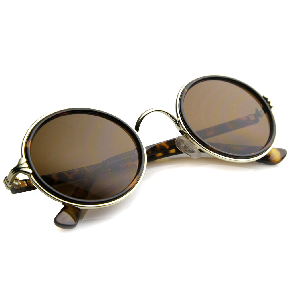 Vintage Dapper Round Ornate Sunglasses 9867