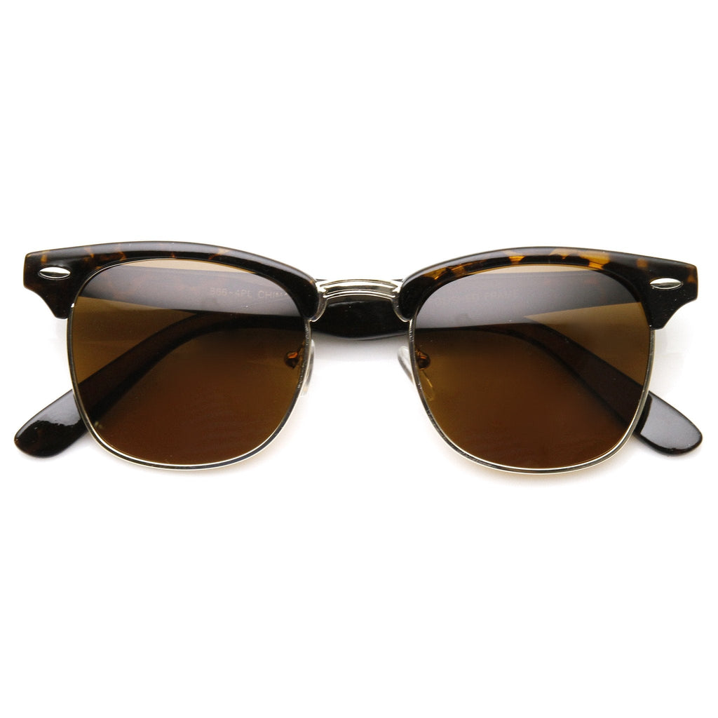 Vintage Half Frame Polarized Horned Rim Sunglasses 2936