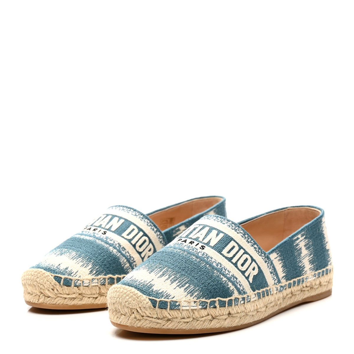 Cotton D-Stripes Embroidered Granville 15mm Espadrilles 37.5 Deep Ocean