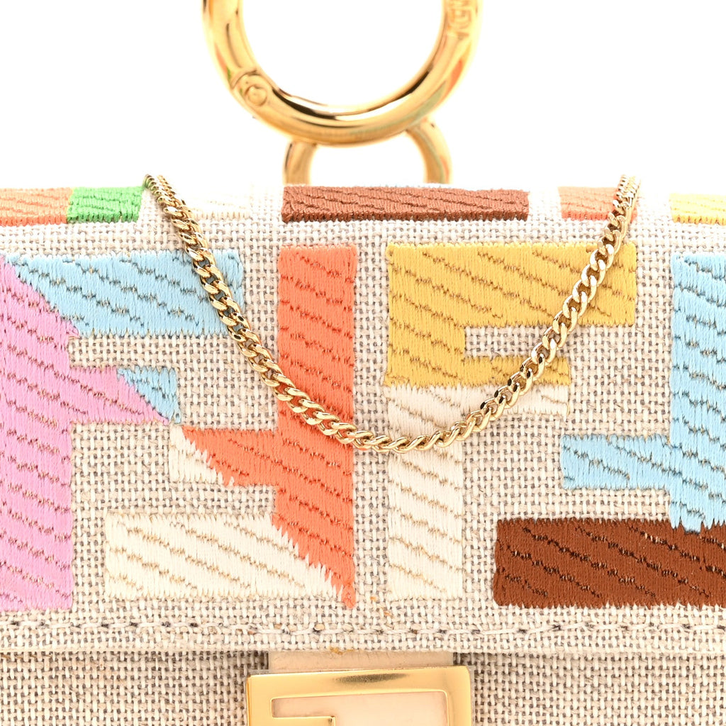 Kuban Canvas FF Embroidered Nano Baguette Charm Grezzo Multicolor