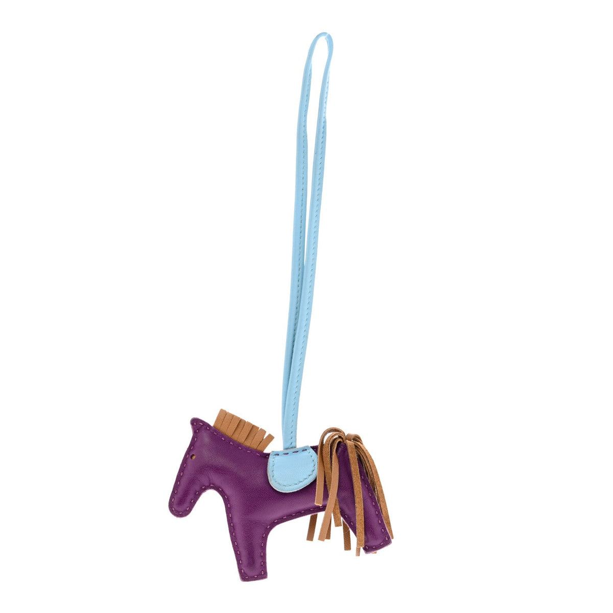 Milo Lambskin Grigri Rodeo Horse Bag Charm PM Violet Celeste Kraft
