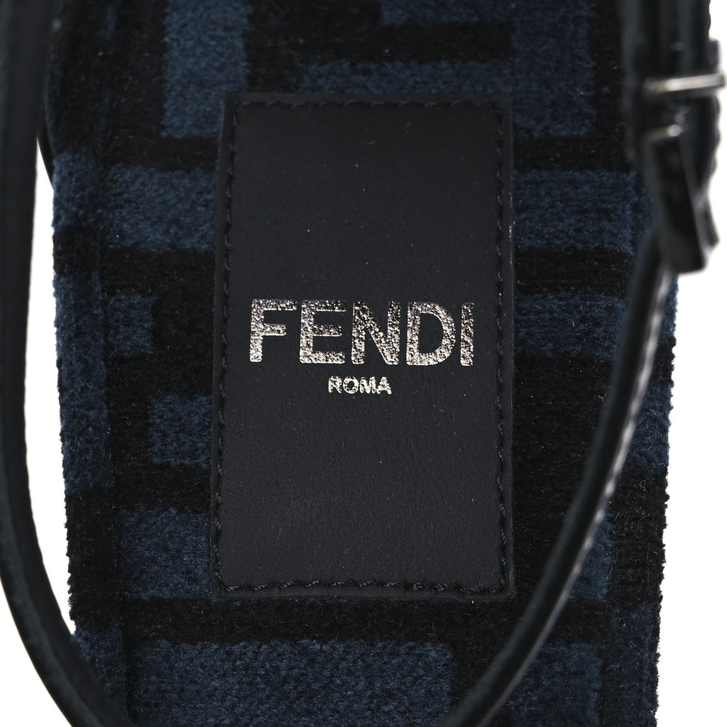 Chenille Jacquard FF Cut Baguette Ankle Strap 105mm Pumps 38 Black Blue