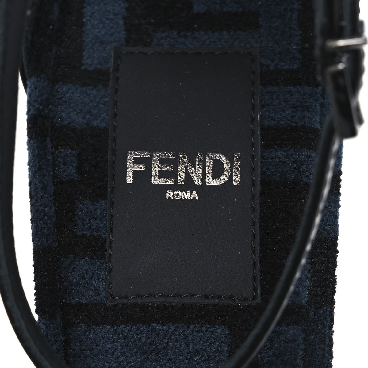 Chenille Jacquard FF Cut Baguette Ankle Strap 105mm Pumps 38 Black Blue