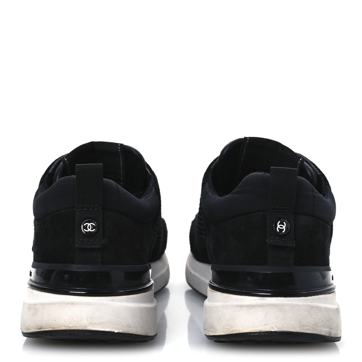Calfskin Mesh Lycra Suede Womens Logo Sneakers 40 Black
