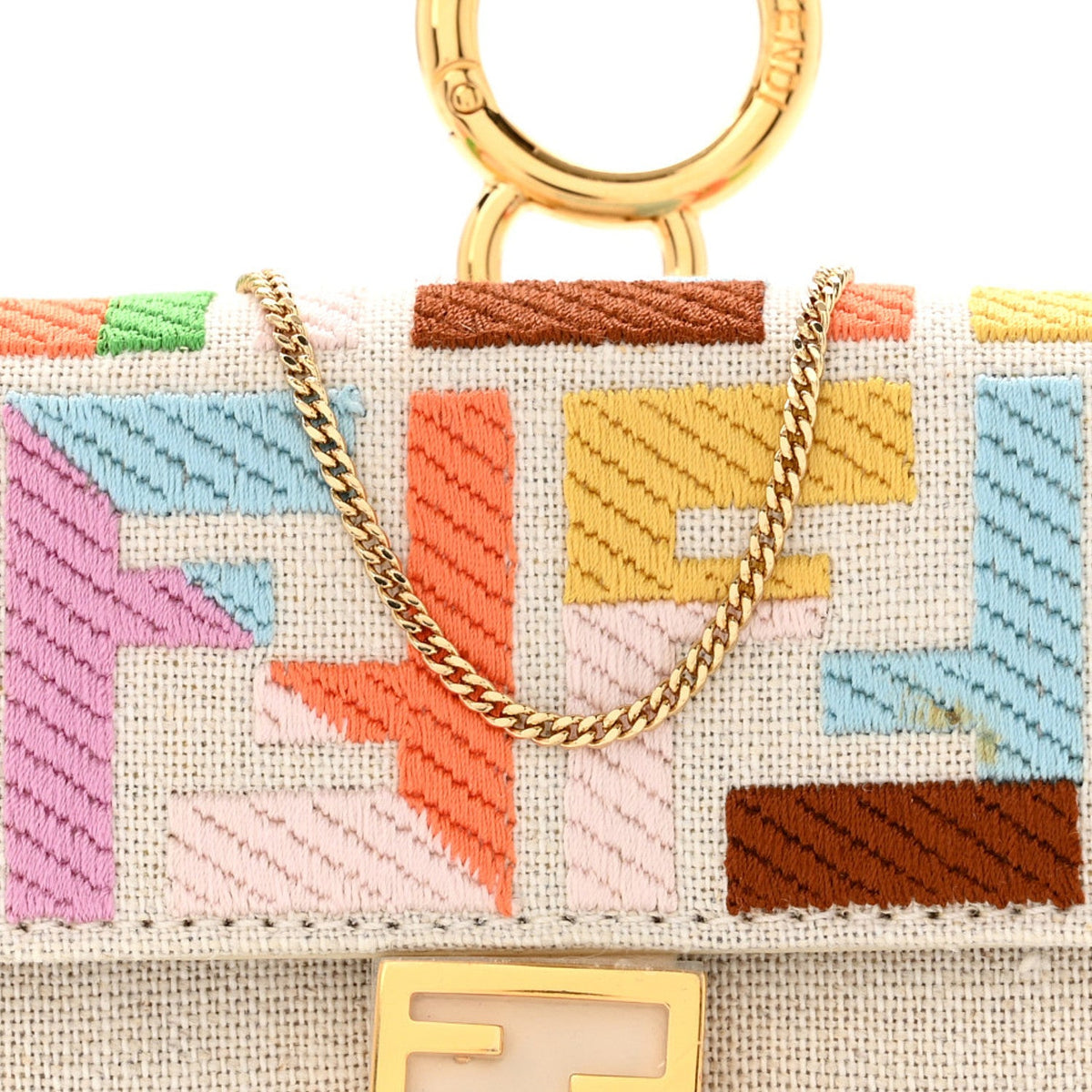 Kuban Canvas FF Embroidered Nano Baguette Charm Grezzo Multicolor