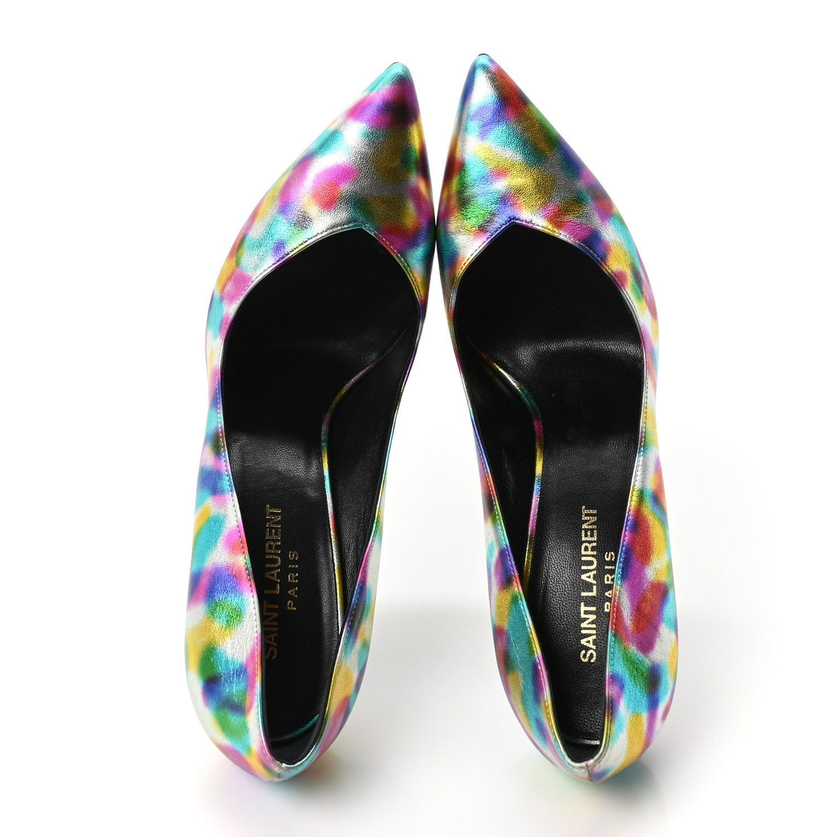 Metallic Calfskin Pumps 38 Silver Multicolor