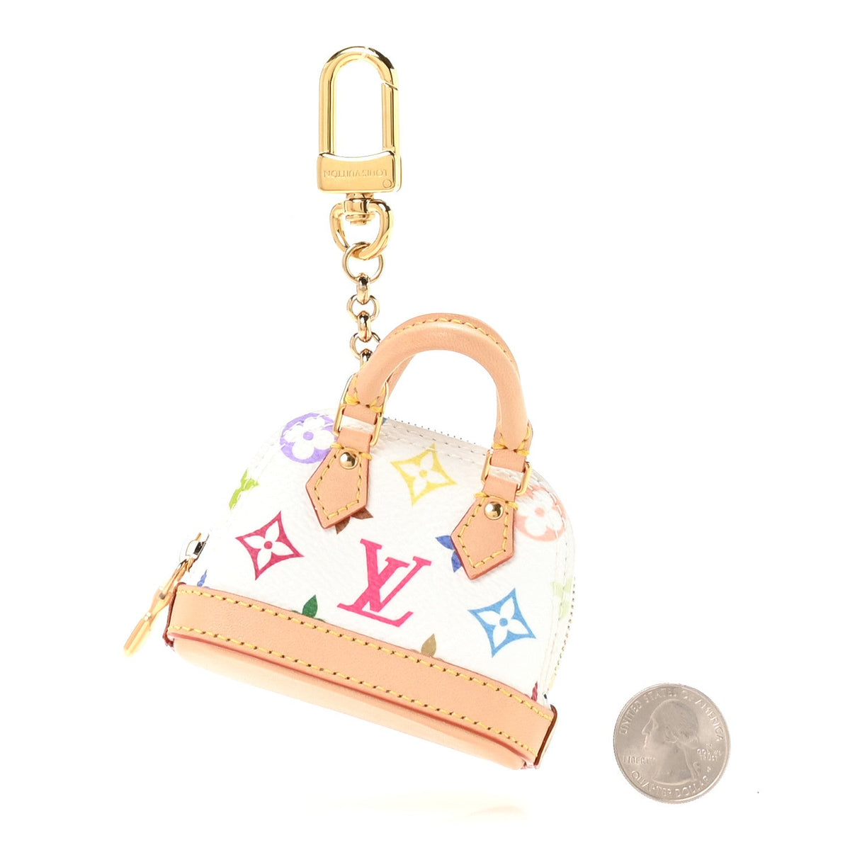 LV x TM Monogram Multicolor Micro Alma Bag Charm White