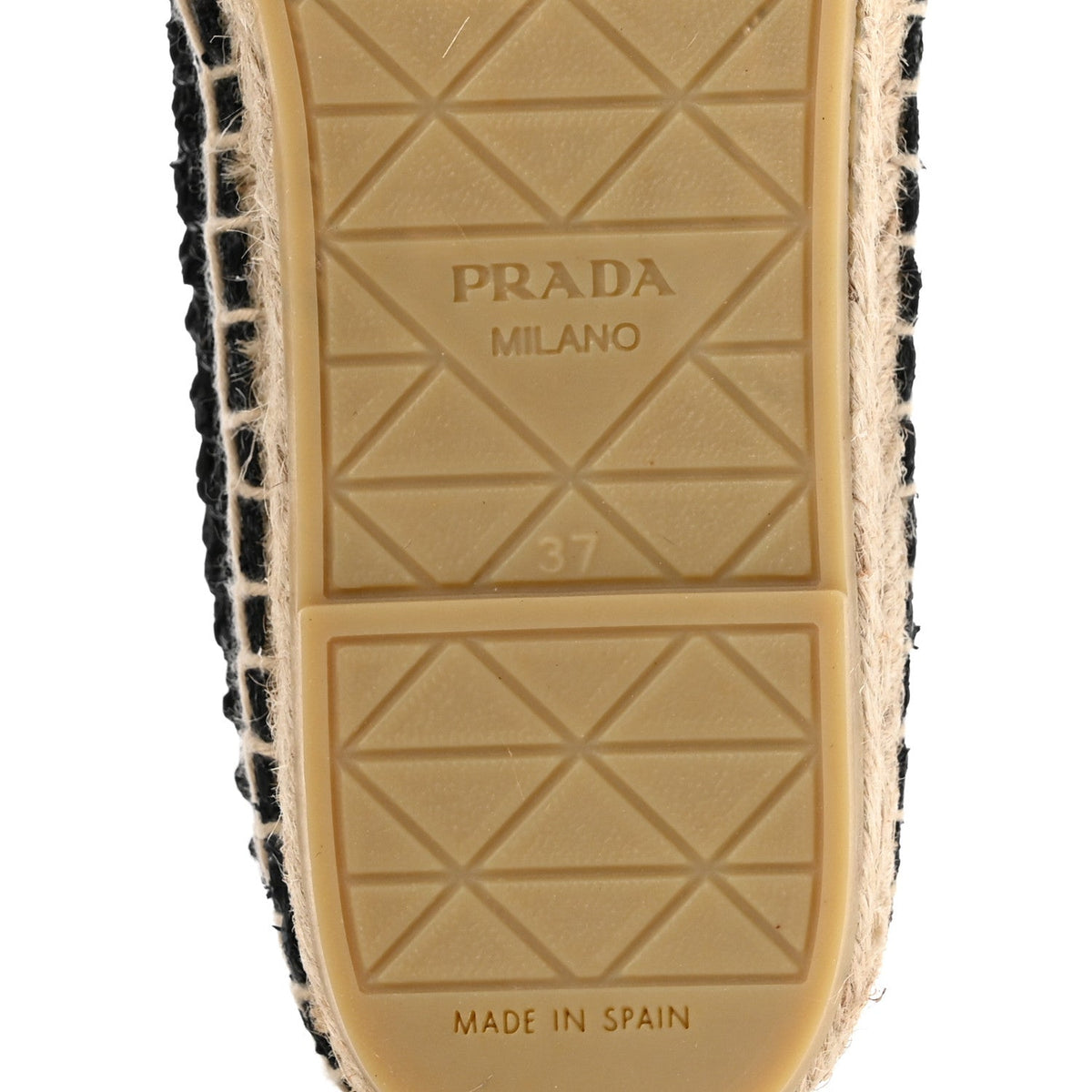 Raffia Triangle Logo Crochet 20mm Espadrilles 37 Black Naturale