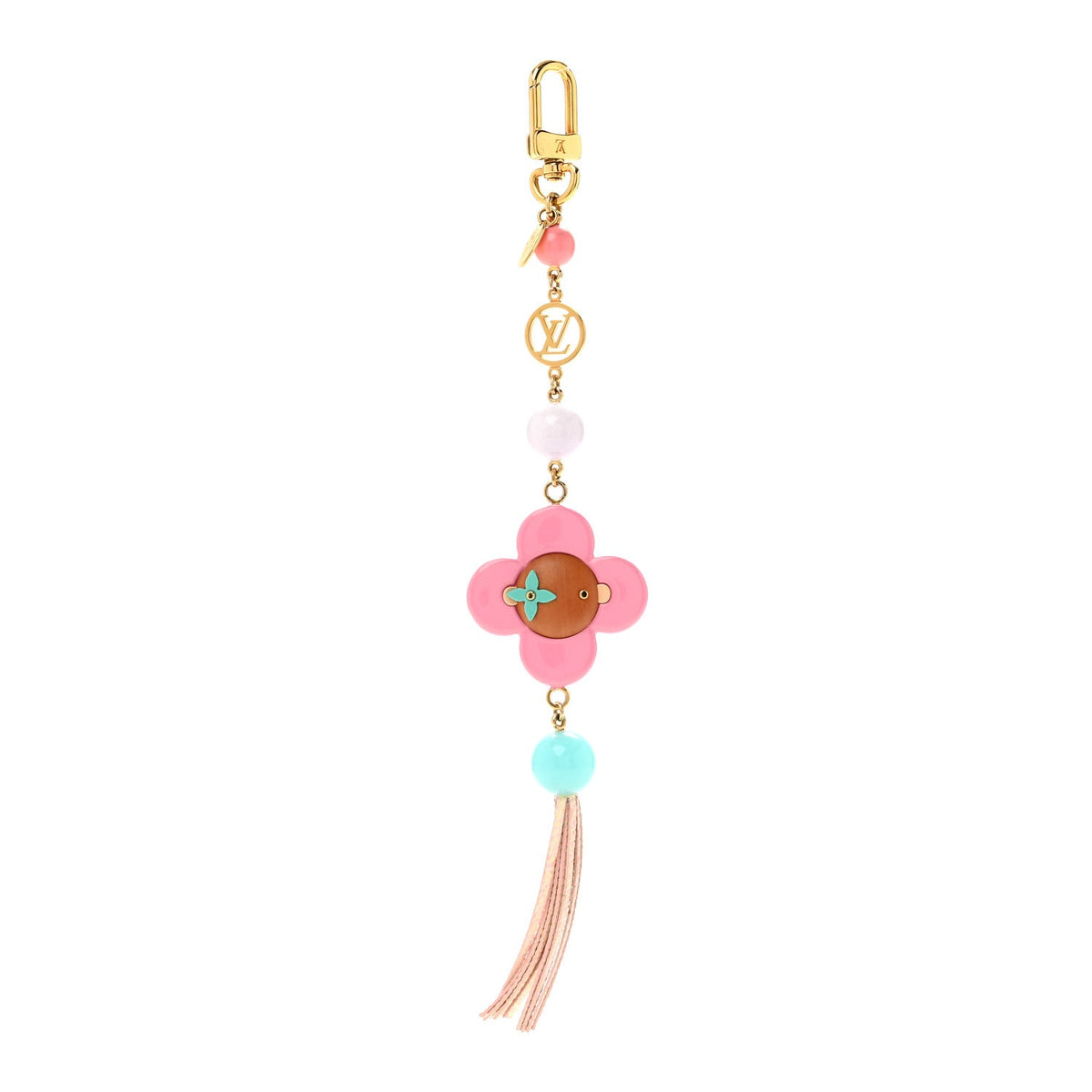 Resin Wood Vivienne Bag Charm Fuchsia Ecru White Caramel