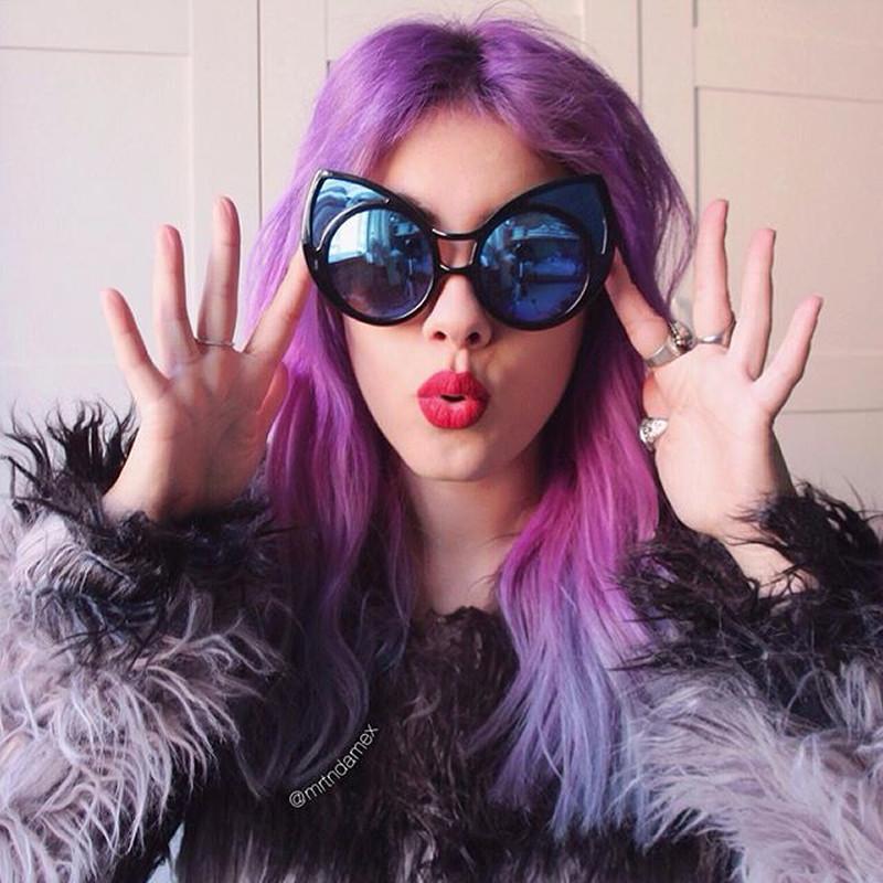 Super Oversize Window Cat Eye Sunglasses With Mirror Lenses 9952
