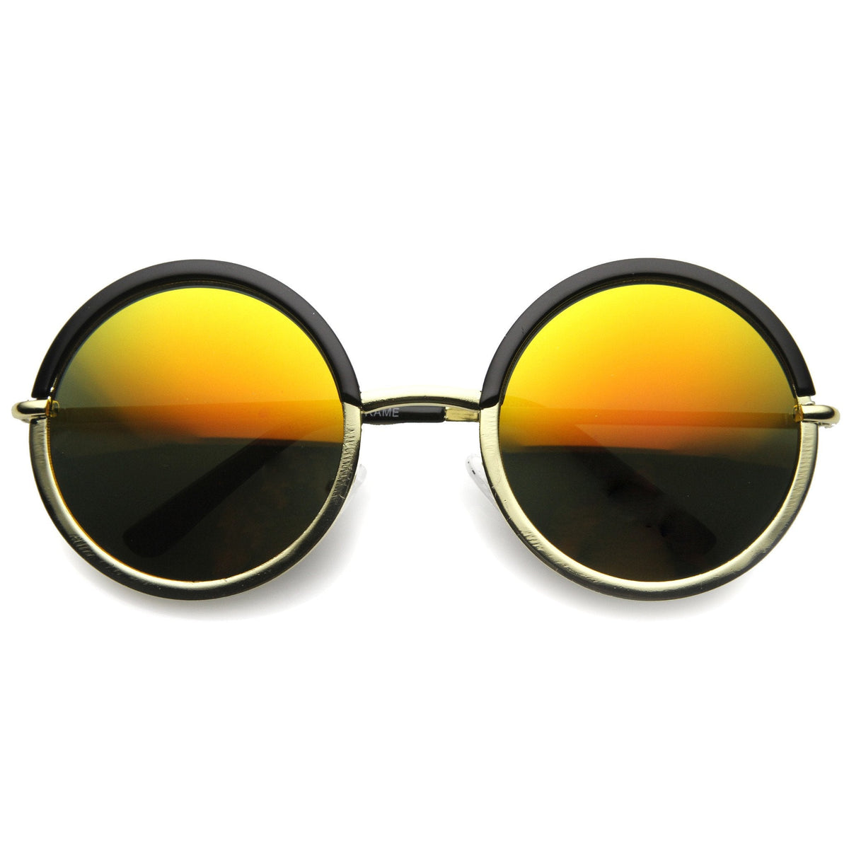 Round Metal Half Frame Mirror Lens Sunglasses 9886