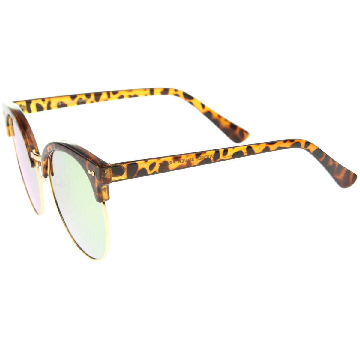 Modern Flat Front Oversize Round Mirror Lens Cat Eye Sunglasses A207